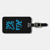 黒と青の荷物のタグ ラゲッジタグ (正面横)