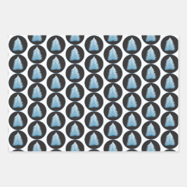 黒と青の青いクリスマスツリー ラッピングペーパーシート