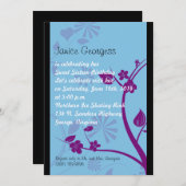 黒と青のSweet sixteen招待状 招待状 (正面/裏面)