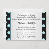 黒と青緑の水玉模様の結婚前お祝いパーティー 招待状 (裏面)