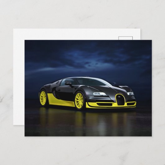 黒と黄のスポーツカーはがき ポストカード (正面/裏面)