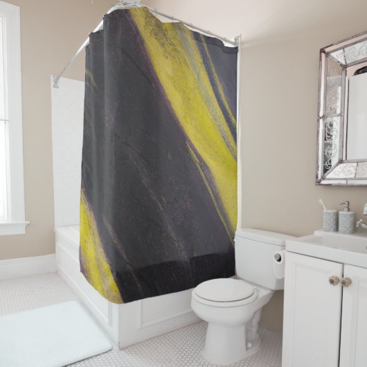 黒と黄の表面 シャワーカーテン (インサイチュ)