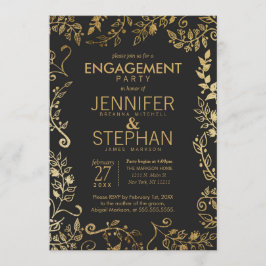 黒と黄の金ゴールドフローラ婚約 招待状