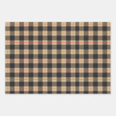 黒と黄のLumberjackチェックファーザーズの日付設定 ラッピングペーパーシート (正面)