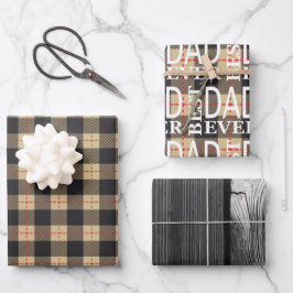 黒と黄のLumberjackチェックファーザーズの日付設定  ラッピングペーパーシート