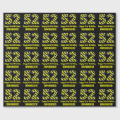 黒と黄ストライプの色「52」、52番目の誕生日+名前 ラッピングペーパー (フラット)