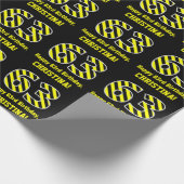 黒と黄ストライプの色「63」、63誕生日+名前 ラッピングペーパー (角)