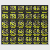 黒と黄ストライプの色「68」、68誕生日+名前 ラッピングペーパー (フラット)