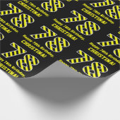 黒と黄ストライプの色"78"、78誕生日+名前 ラッピングペーパー (角)