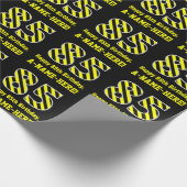 黒と黄ストライプの色「85」、85誕生日+名前 ラッピングペーパー (角)