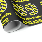 黒と黄ストライプの色"89"; 89誕生日+名前 ラッピングペーパー (ロールコーナー)