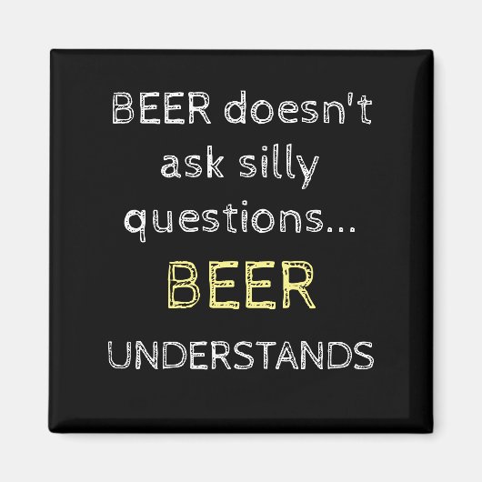 黒と黄色と白とビール引用文 マグネット (正面)