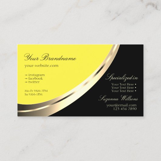 黒と黄色と装飾金ゴールドデコモダンー 名刺 (裏面)