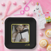 黒と黄色のカスタマイズ可能 ペーパープレート (パーティー)