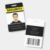 黒と黄色のカスタム写真セキュリティガードID バッジ (表裏)