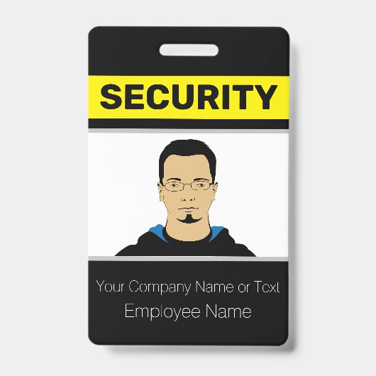 黒と黄色のカスタム写真セキュリティガードID バッジ (表面)