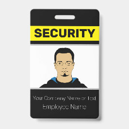 黒と黄色のカスタム写真セキュリティガードID バッジ