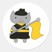 黒と黄色のカラーガード 猫 ラウンドシール (正面)