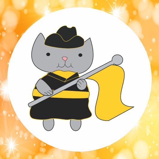 黒と黄色のカラーガード 猫 ラウンドシール