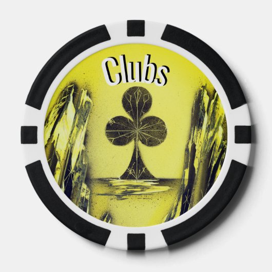 黒と黄色のクラブポーカーチップ ポーカーチップ (正面)