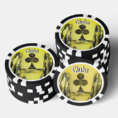黒と黄色のクラブポーカーチップ ポーカーチップ (積み重ね)
