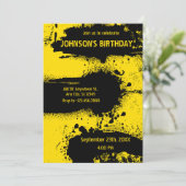 黒と黄色のグランジ テクスチャ 招待状 (スタンド正面)