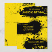 黒と黄色のグランジ テクスチャ 招待状 (正面/裏面)