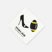 黒と黄色のサッカーカスタムウェディングナプキン スタンダードカクテルナプキン (角)