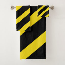 黒と黄色のストライプストライプの バスタオルセット