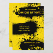 黒と黄色のテクスグランジチャ 招待状 (正面/裏面)