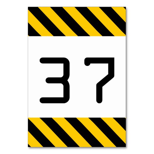 黒と黄色のテーストライプのブルカード テーブルナンバー (正面)