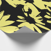 黒と黄色のデイジー ラッピングペーパー (角)