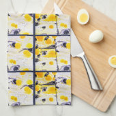 黒と黄色のデザインキッチンタオル キッチンタオル (四つ折り)