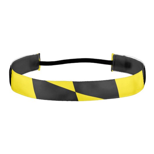 黒と黄色のバイエルダイヤモンド国旗のパターン アスレチックヘッドバンド (正面)