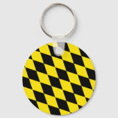 黒と黄色のバイエルダイヤモンド国旗のパターン キーホルダー (正面)