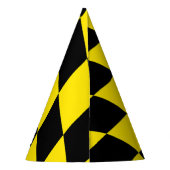 黒と黄色のバイエルダイヤモンド国旗のパターン パーティーハット (裏面)