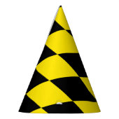 黒と黄色のバイエルダイヤモンド国旗のパターン パーティーハット (左)