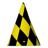 黒と黄色のバイエルダイヤモンド国旗のパターン パーティーハット (右)