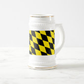 黒と黄色のバイエルダイヤモンド国旗のパターン ビールジョッキ (正面右)
