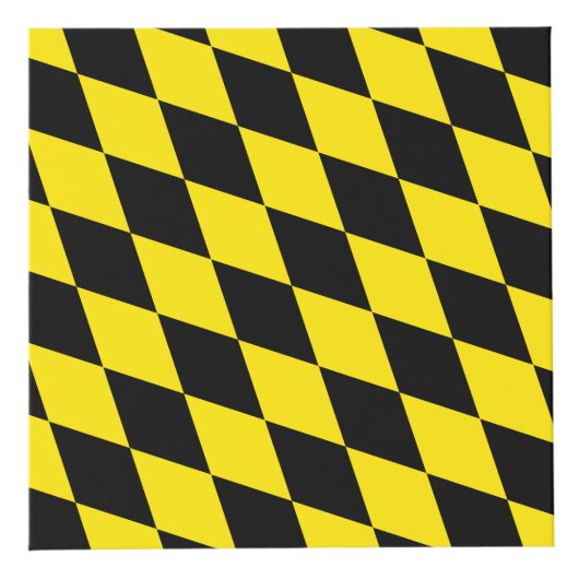 黒と黄色のバイエルダイヤモンド国旗のパターン フォトキューブ (正面)