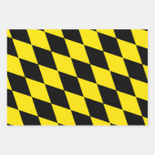 黒と黄色のバイエルダイヤモンド国旗のパターン ラッピングペーパーシート (正面2)
