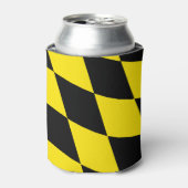 黒と黄色のバイエルダイヤモンド国旗のパターン 缶クーラー (缶正面)