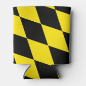 黒と黄色のバイエルダイヤモンド国旗のパターン 缶クーラー (正面)