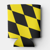 黒と黄色のバイエルダイヤモンド国旗のパターン 缶クーラー (裏面)