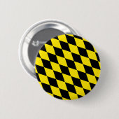 黒と黄色のバイエルダイヤモンド国旗のパターン 缶バッジ (正面&裏面)