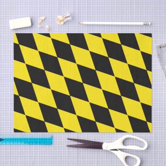 黒と黄色のバイエルダイヤモンド国旗のパターン 薄葉紙 (クラフト)