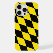 黒と黄色のバイエルダイヤモンド国旗のパターン iPhoneケース (裏面)
