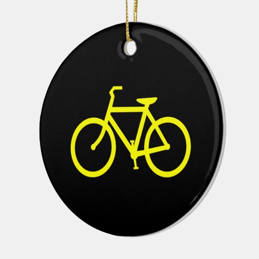 黒と黄色のバイクルートグラフィック セラミックオーナメント (左)
