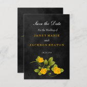 黒と黄色のバラ結婚ズ – 日付を保存 セーブザデート (正面/裏面)