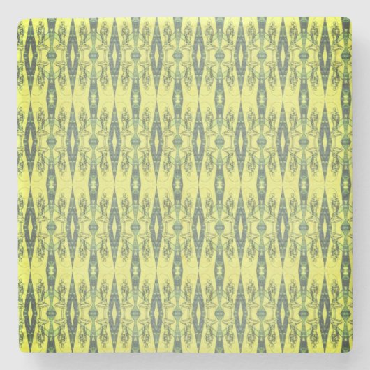 黒と黄色のパターン ストーンコースター (正面)